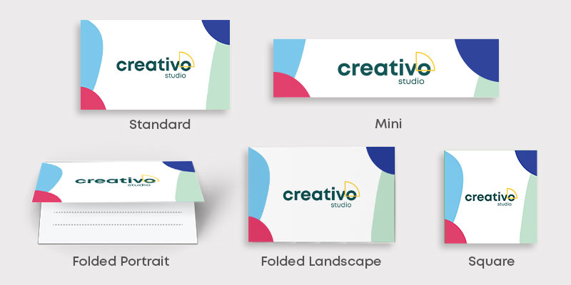 An image comparing different business card sizes