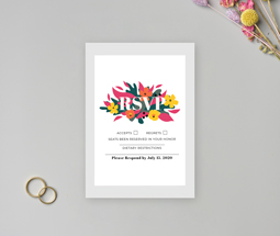 modern typographic rsvp wedding postcard
