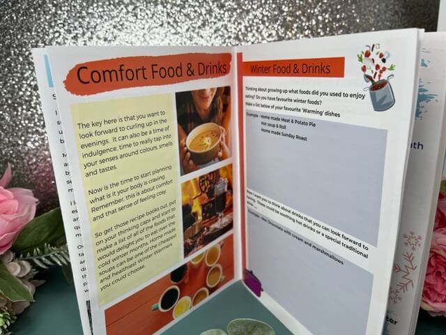 open booklet about food and mental health