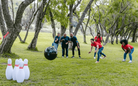 inflatable bowling team building activity