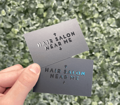 black spot UV hairdresser business cards