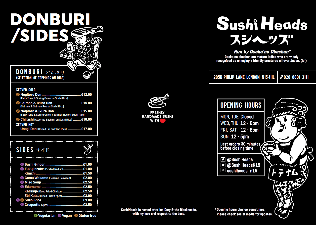 sushi heads menu design