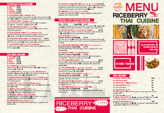 Riceberry thai restaurant menu design