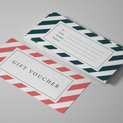 Striped candy cane Christmas gift voucher idea
