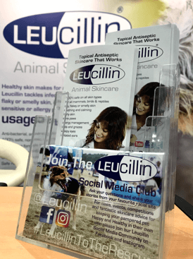 Leucillin leaflets in a leaflet dispenser