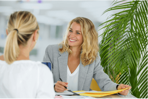 blonde lady having job interview