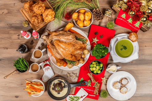 turkey dinner on a table