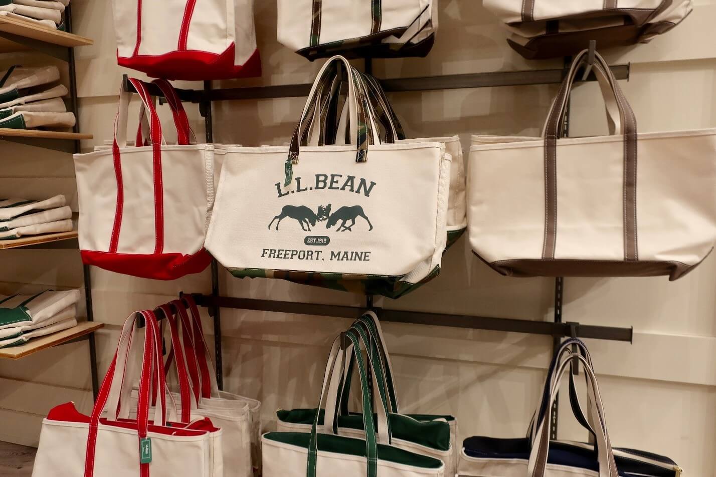 L L Bean tote bags being sold in a shop