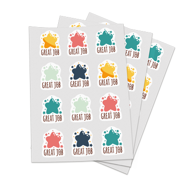 teacher reward sticker sheets with star stickers in different colours