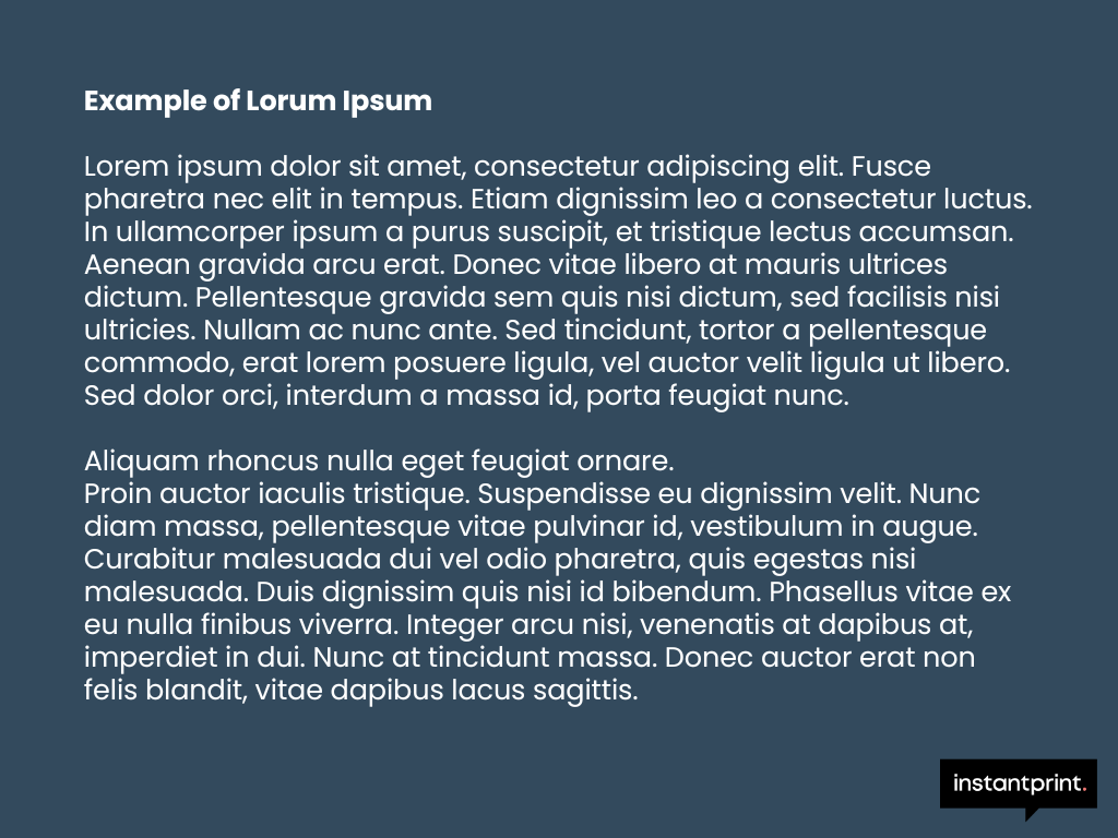 Example of lorum ipsum text written over two sentences