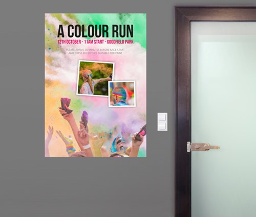 a0 size colour run event poster with pastel colours