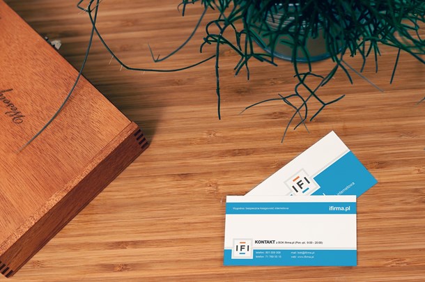 business cards on wood