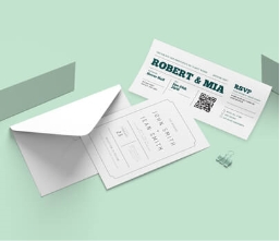Wedding invite designs for modern ticket design