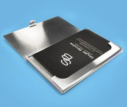 silver matt finish business card holder