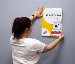 Yellow A3 Poster for a 1st birthday party