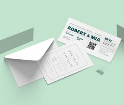 Wedding invite designs for modern ticket design