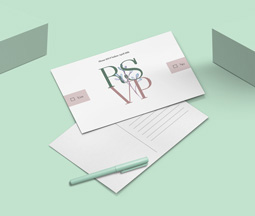 modern typographic rsvp wedding postcard