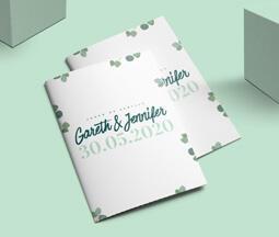 green eucalyptus wedding order of service design