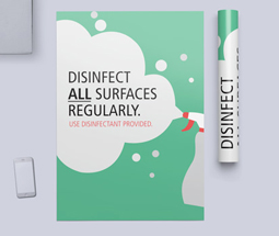Disinfect surfaces regularly poster and sign design template