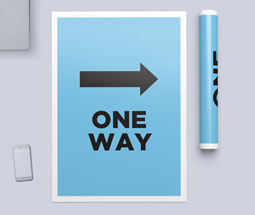 Blue one way system signs