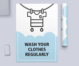 Wash your clothes regularly signs and posters