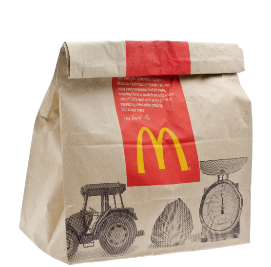 Macdonalds food brown bag packaging