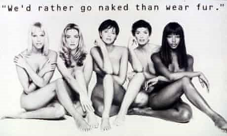 Supermodels pose naked to protest fur in fashion