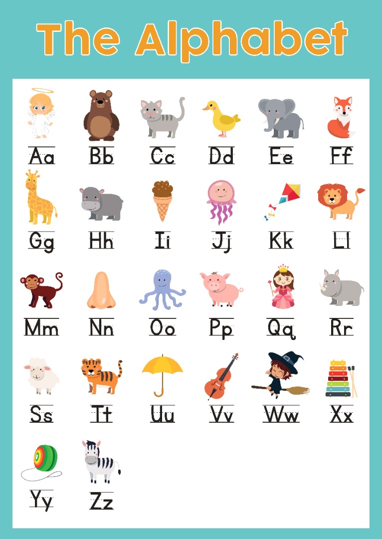 Cartoon animal alphabet for learning the sounds