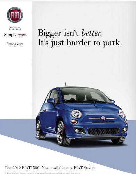 fiat 500 bigger isn't better poster advert