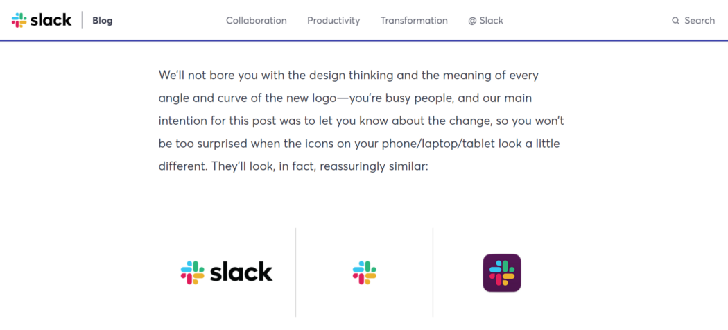 slack blog post about latest logo update