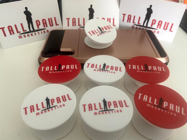 Tall Paul branded pop sockets as part of direct mail campaign